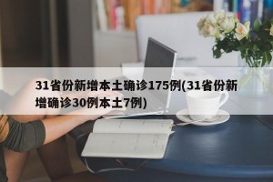 31省份新增本土确诊175例(31省份新增确诊30例本土7例)
